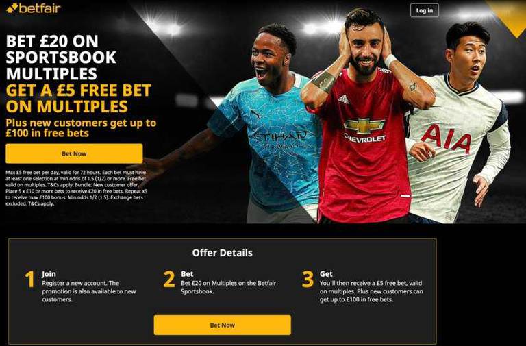 Betfair Sportsbook: Get £5 Free Bet When You Bet £20 on Multiples