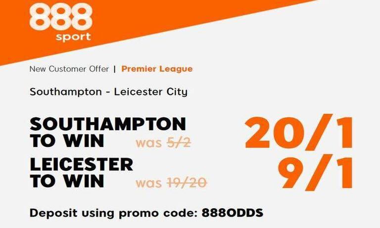 Get 20/1 for Southampton v 9/1 for Leicester to win