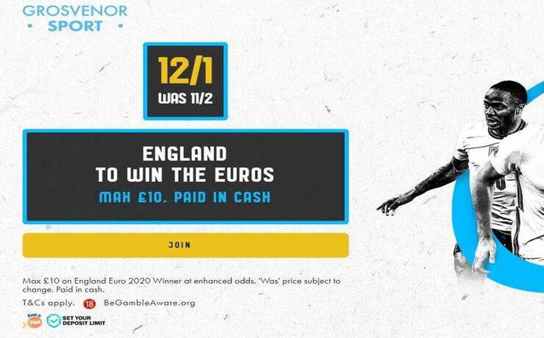 Get 12/1 for England to win the Euros