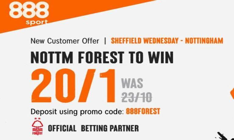 Get 20/1 for Nottm Forest to beat Sheffield Wednesday