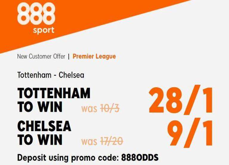 Get 28/1 for Tottenham or 9/1 for Chelsea to win