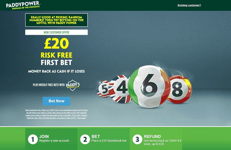 Paddy power 20 risk free on lotteries