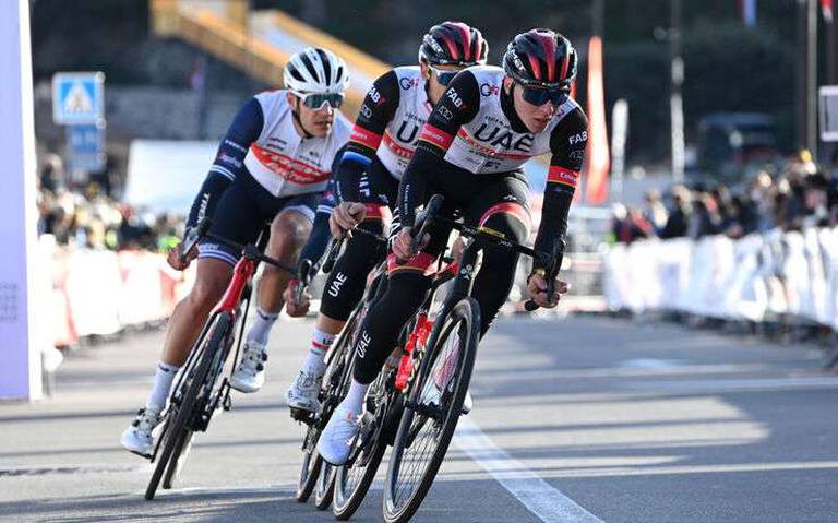 MONTE CARLO, FRANCE - NOVEMBER 28: Tadej Pogacar race during the criterium as part as the cycling festival 'Monaco BeKing 2021' on November 28, 2021 in Monte Carlo, France. (Photo by Pascal Le Segretain/Getty Images)