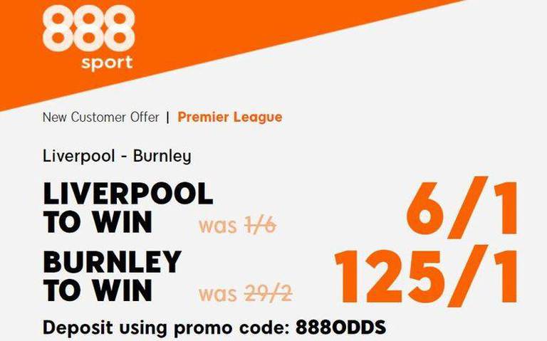 Get 6/1 for Liverpool or 125/1 for Burnley to Win