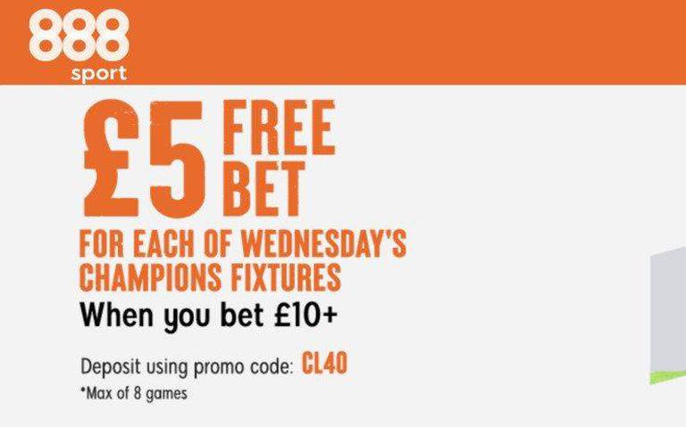 888sport UCL Free Bets Offer