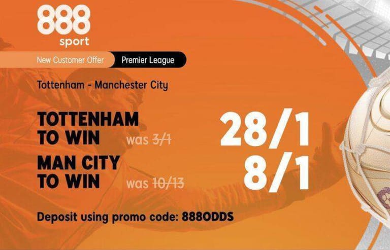 888Sport: 28/1 Tottenham vs 8/1 Manchester City to win