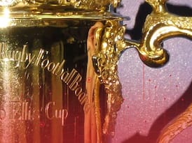close up image of the rugby world cup trophy