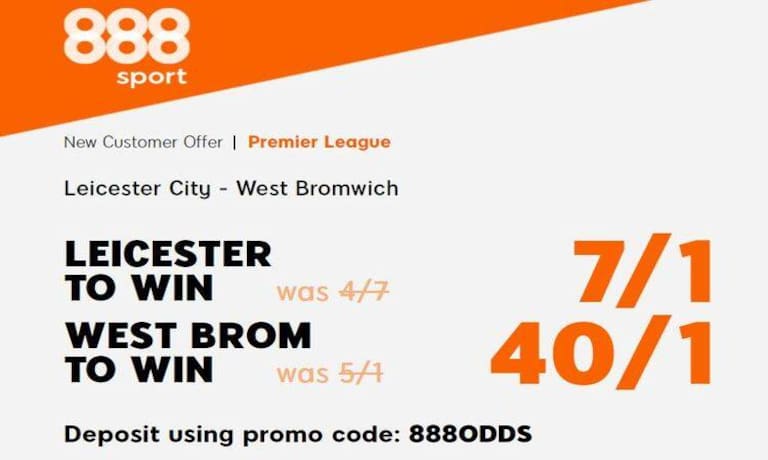 Get 7/1 for Leicester City v 40/1 for West Brom to win