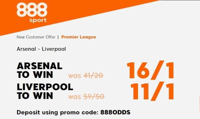 Get 16/1 for Arsenal v 11/1 for Liverpool to win