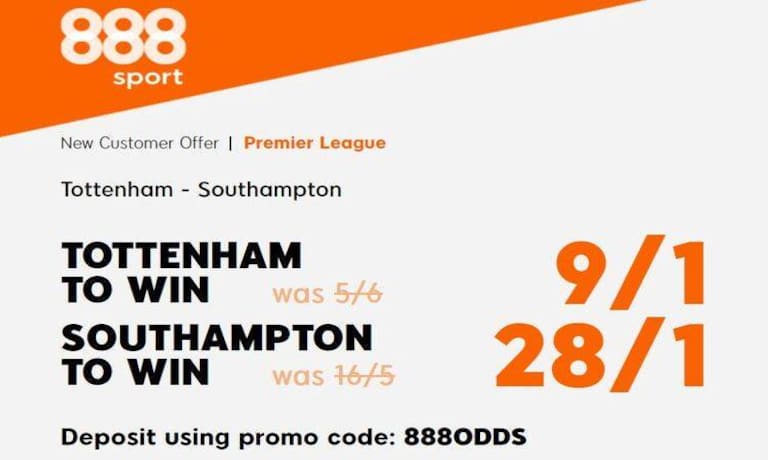 Get 9/1 for Tottenham v 28/1 for Southampton to win