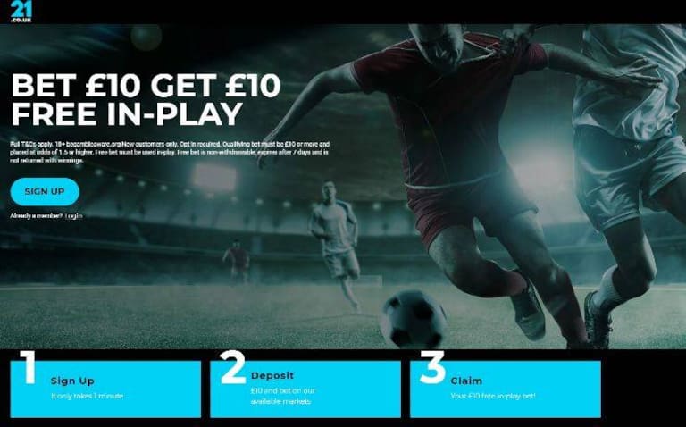 21.co.uk free bet offer