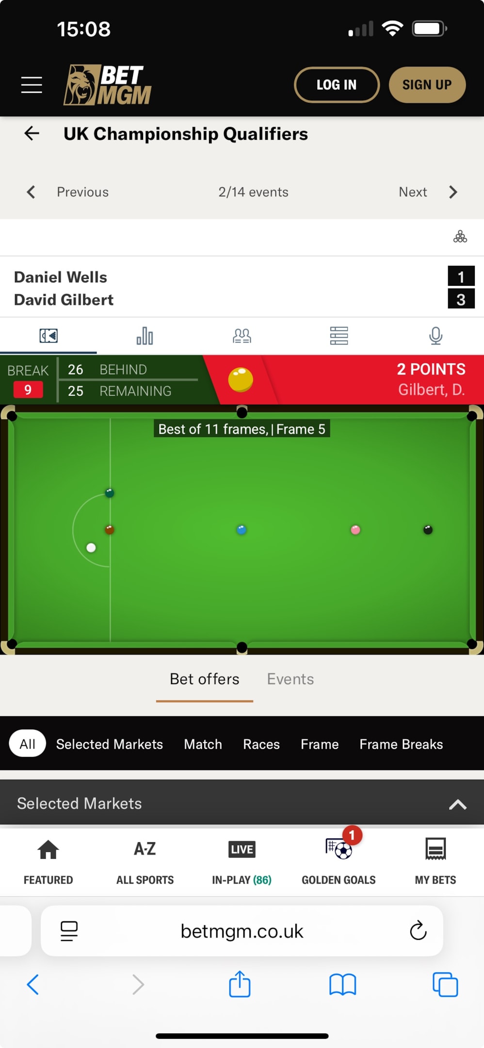 You can use your BetMGM free bets on live & in-play sports