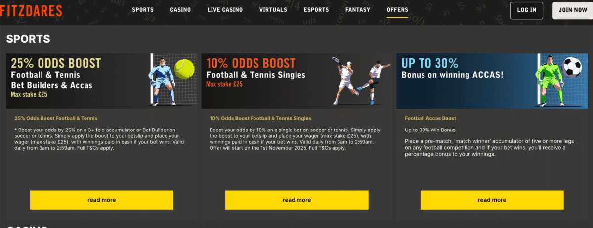 Fitzdares offers several promotions