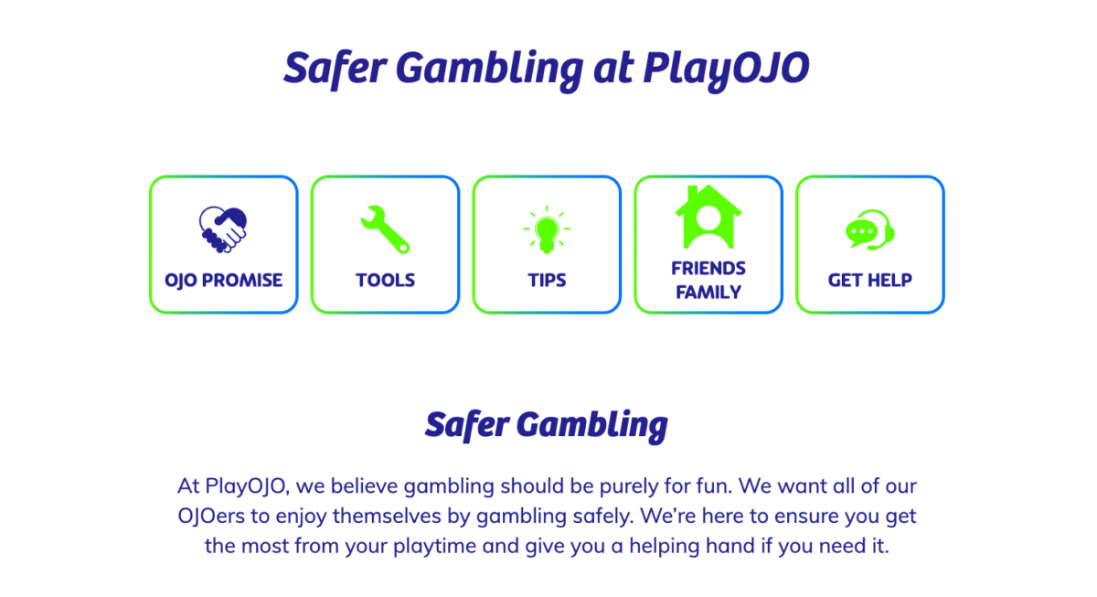 PlayOJO Safer Gambling