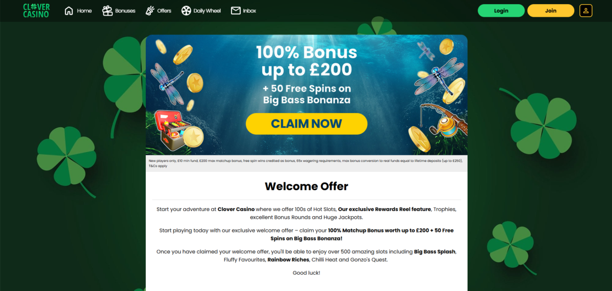 Clover Casino Welcome Bonus