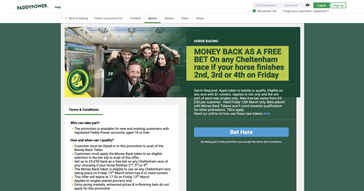Cheltenham Existing Customer Promos - Paddy Power