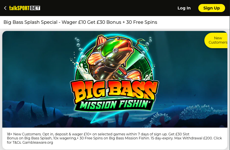 talksport Casino Bonus - Wager £10 Get £30 Bonus and 30 Free Spins